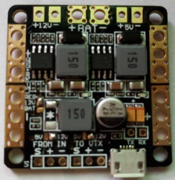 Distribution board with LC filter and OSD (5 or 12V)