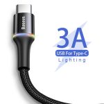 Baseus Usb-C Cable with LED Backlight Halo 3A 1M (Βlack) - Image 2