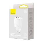 Baseus Compact Quick Charger, 2xUSB, USB-C, PD, 3A, 30W (White) - Image 5