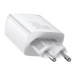 Baseus Compact Quick Charger, 2xUSB, USB-C, PD, 3A, 30W (White) - Image 2