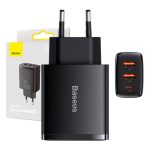 Baseus Compact Quick Charger 2xUSB USB-C PD 3A 30W (Μαύρο)
