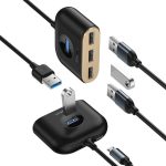 Baseus Square Round USB HUB Adapter USB 3.0 σε 1x USB 3.0 + 3x USB 2.0 1m (Μαύρο) - Image 2