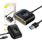 Baseus Square Round USB HUB Adapter USB 3.0 σε 1x USB 3.0 + 3x USB 2.0 1m (Μαύρο) - Image 6