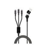 Maxlife ALLin1 Cable USB + USB-C - Lightning + 2x USB-C 1m 66W Black