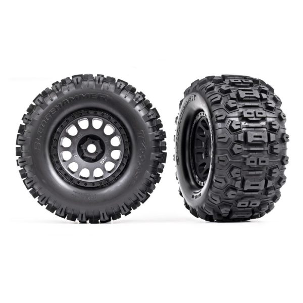 Traxxas XRT Matte Black Wheels w/ Sledgehammer Tires (L&R)